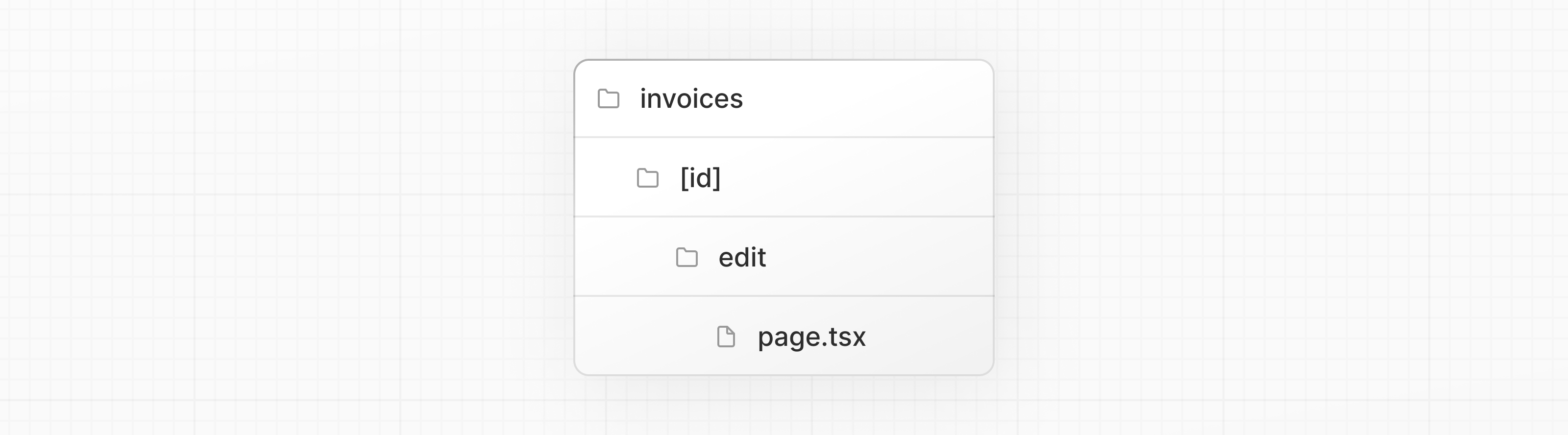 Invoices folder with a nested [id] folder, and an edit folder inside it