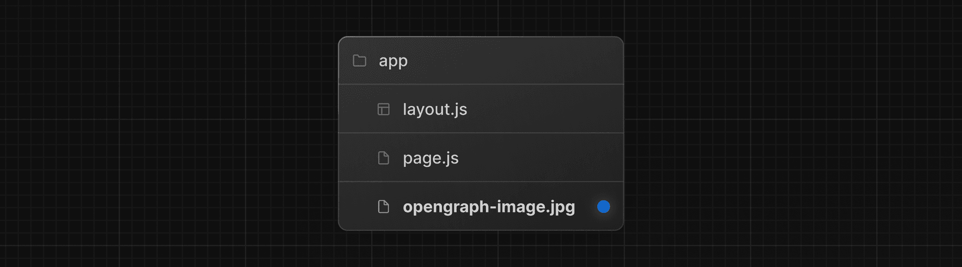 OG image special file inside the App folder with sibling layout and page files