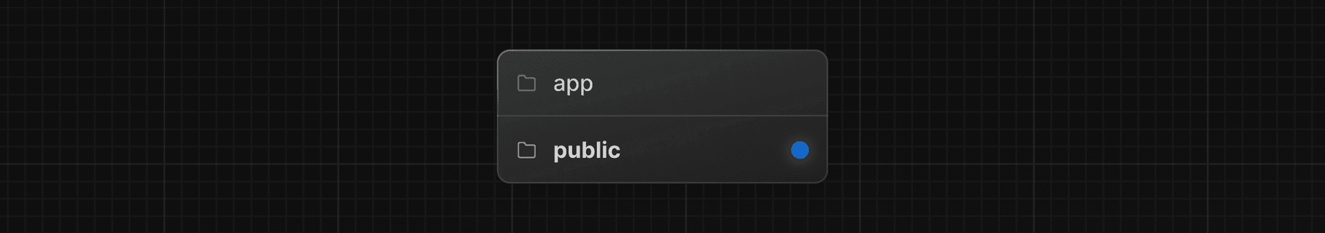 Folder structure showing app and public folders