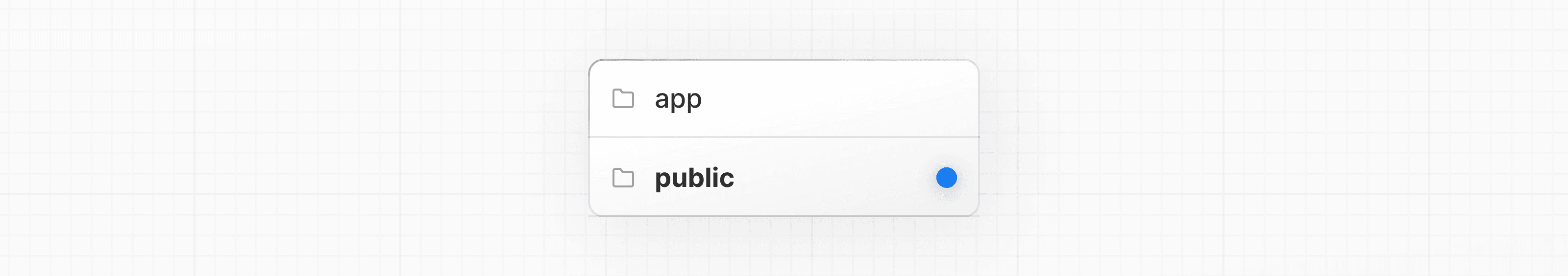 Folder structure showing app and public folders