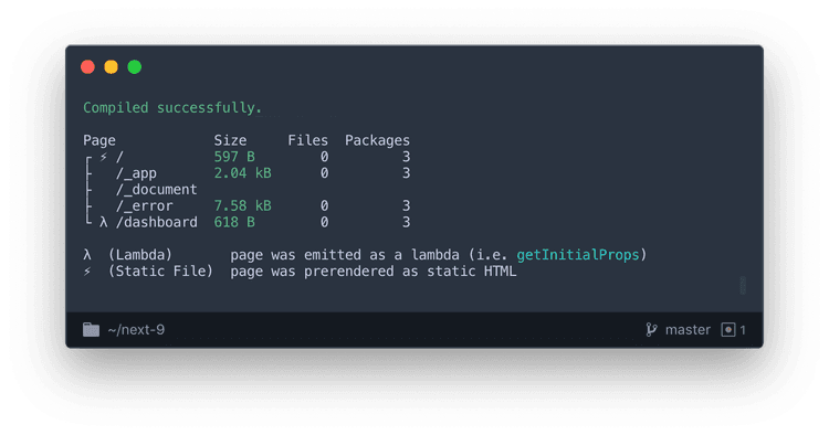 Next.js Build Output Type Indicator
