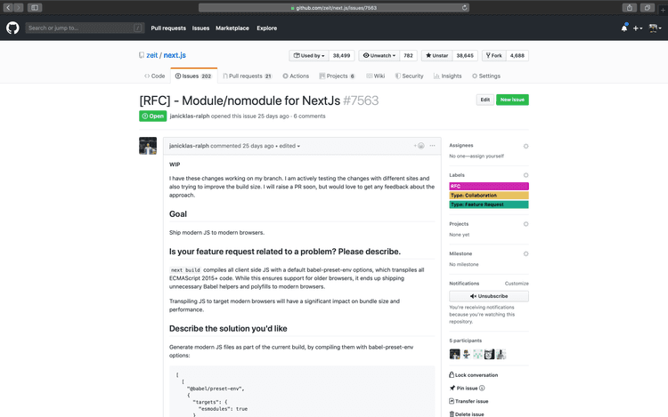 Next.js Module/Nomodule Collaboration RFC