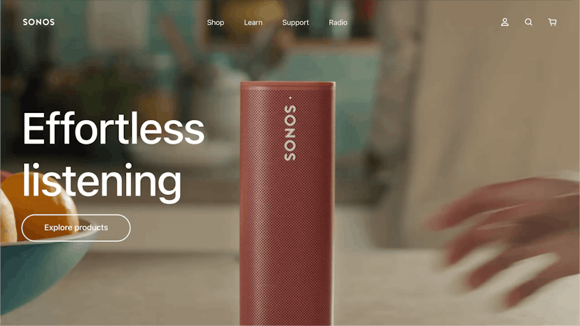 Screenshot of Sonos's website