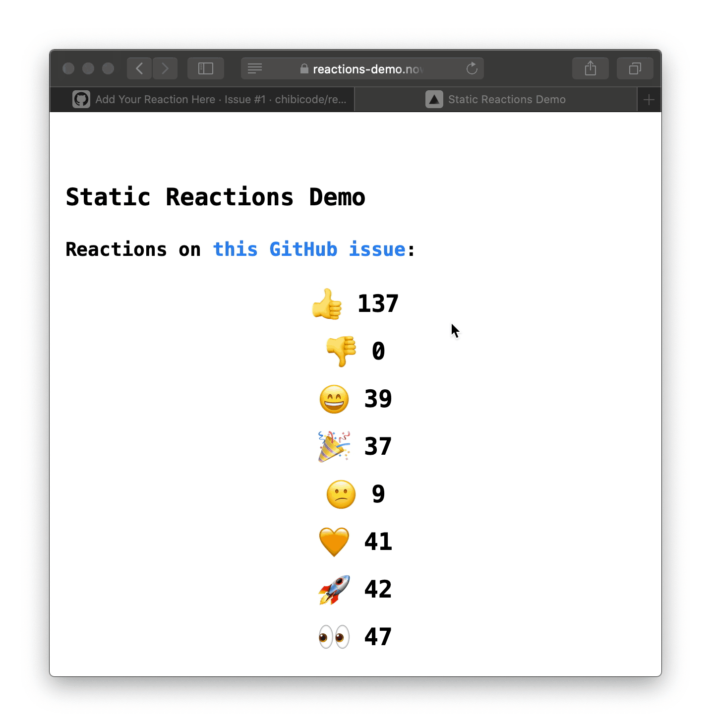 After the first visit following our emoji reaction, a new page generation kicks off in the background. Every single request throughout is served from static cache.