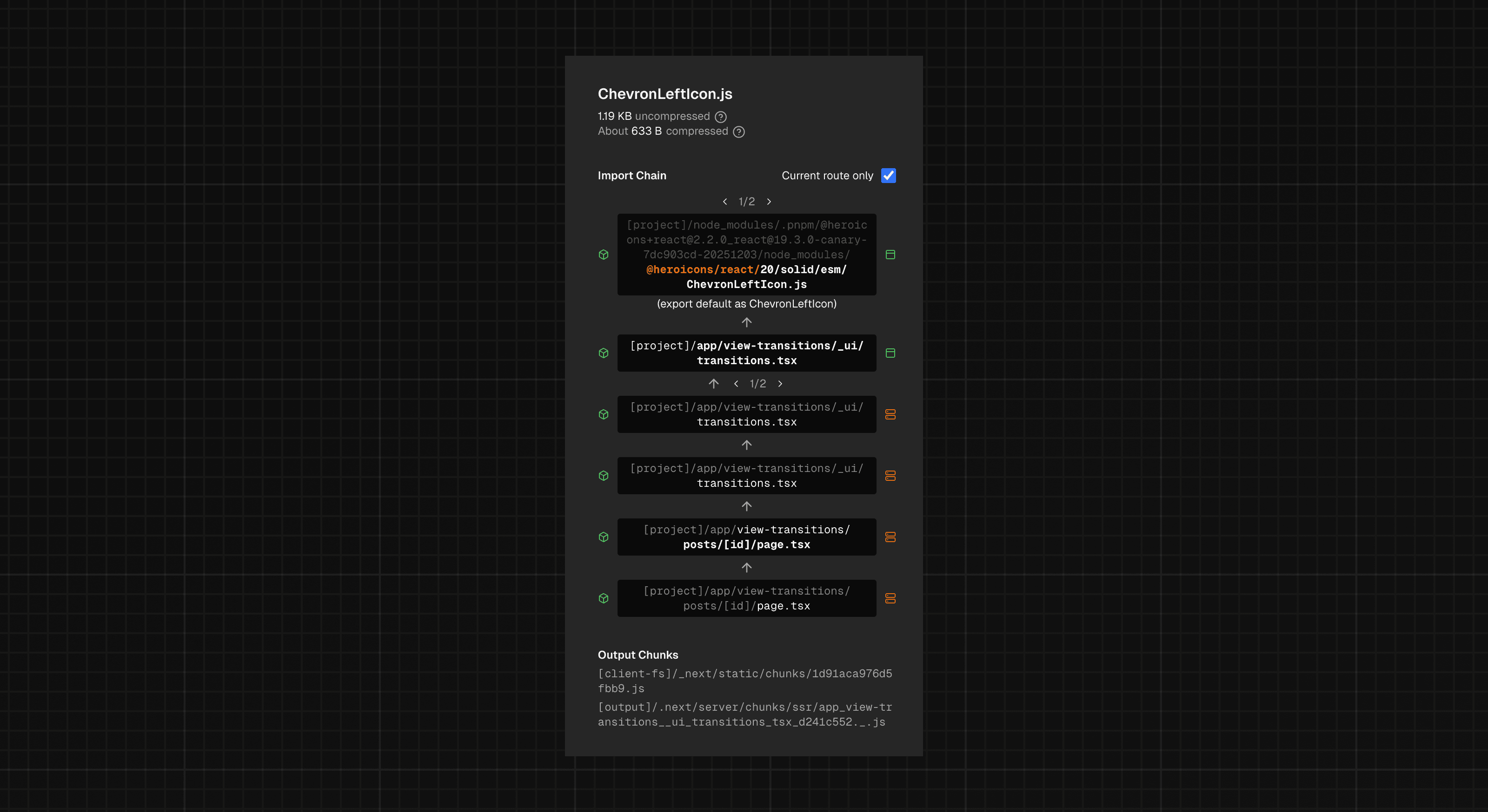 Next.js Bundle Analyzer import chain view