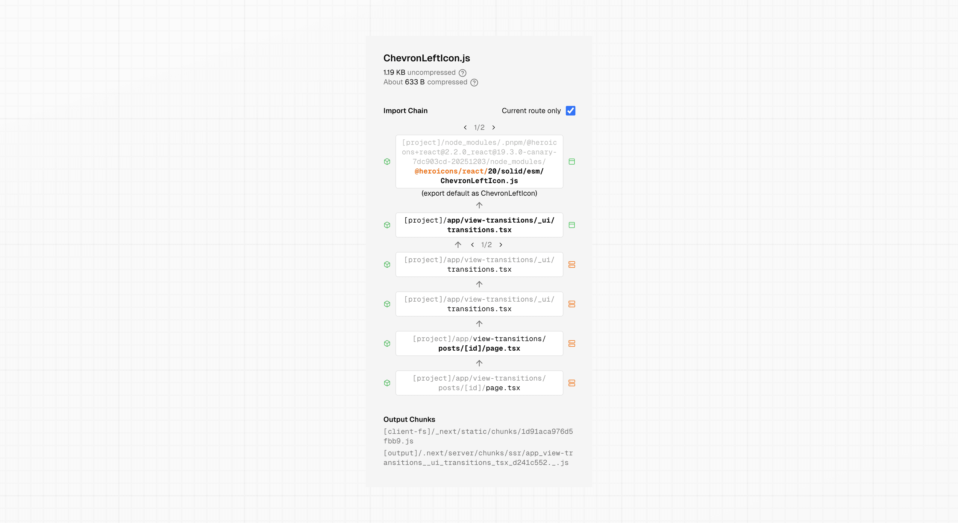 Next.js Bundle Analyzer import chain view