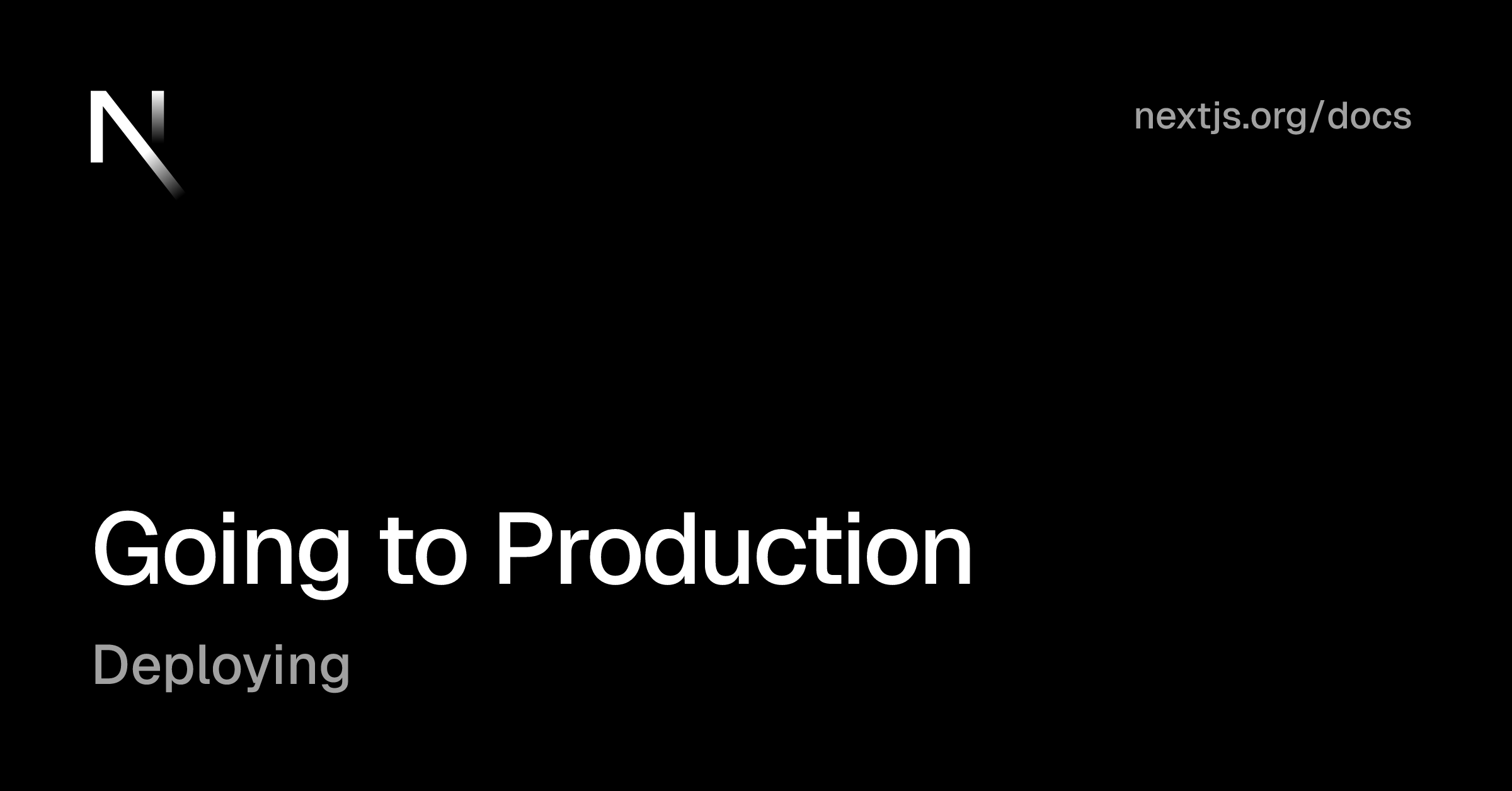 Deploying: Going to Production | Next.js